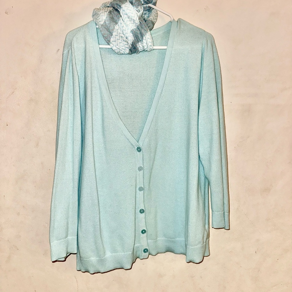 Merona Blue Cardigan Sweater Lightweight V-Neck